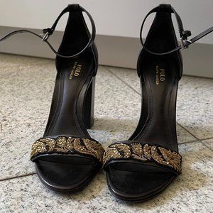 (ON SALE) Brand New Ralph Lauren Heels with Gold Embroidery